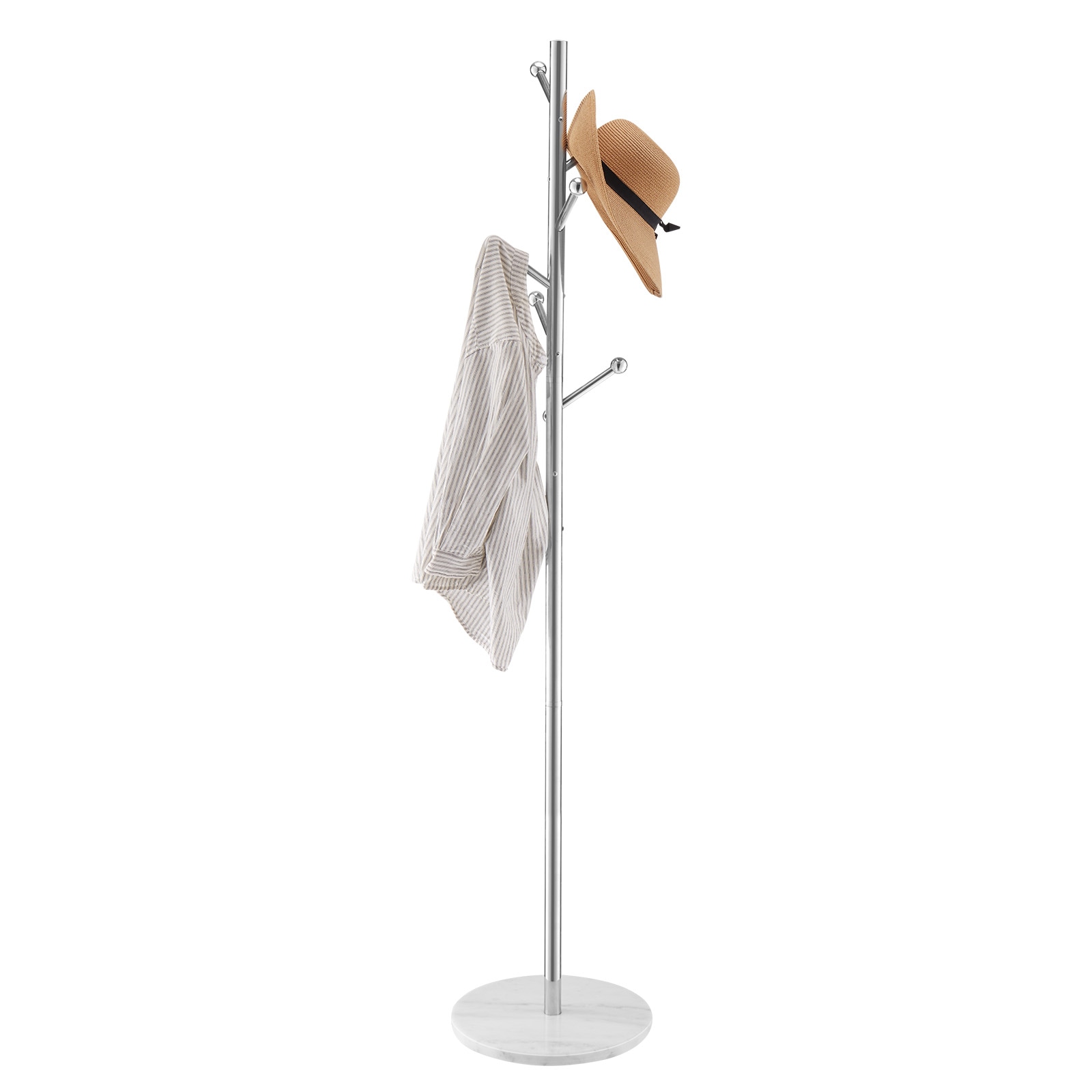 Coat Rack Freestanding Coats Rack Stand With Stable Marble Base & 8 Hooks_voghion.com